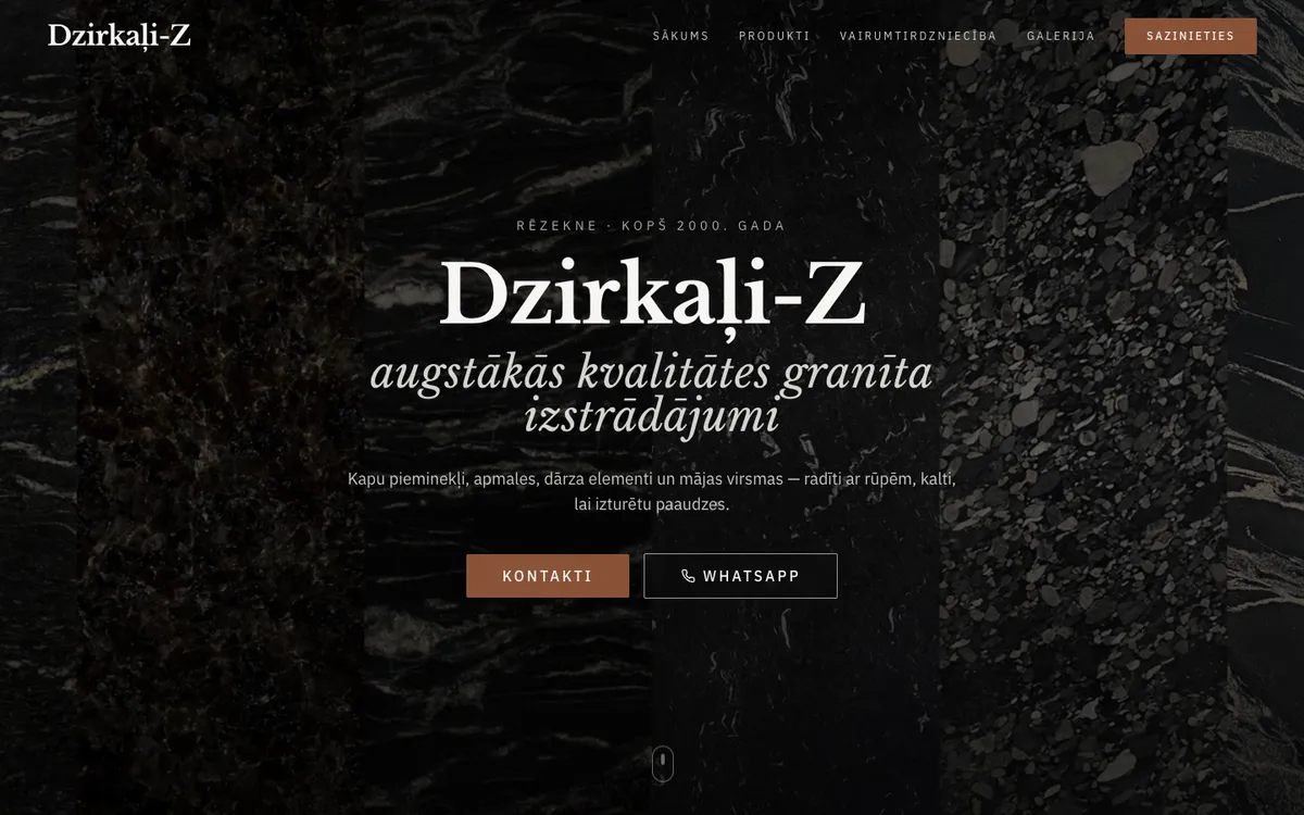 Dzirkaļi-Z mājaslapas sākumlapa