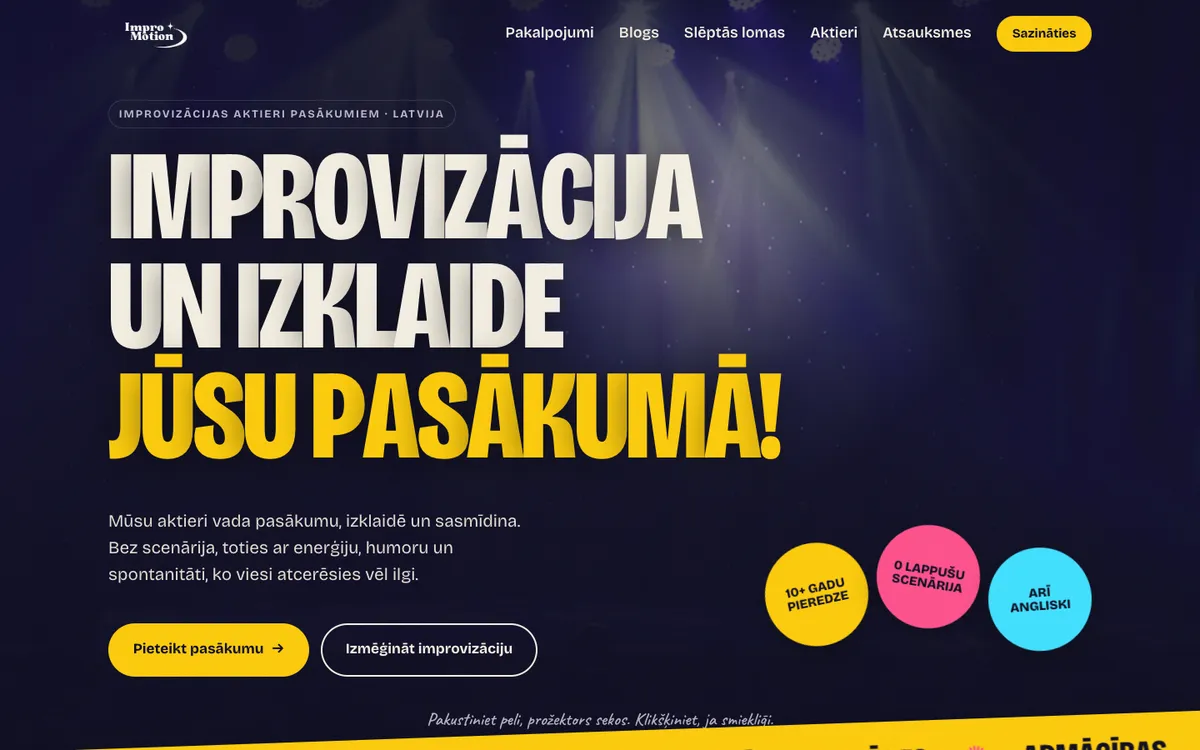 Impromotion mājaslapas sākumlapa